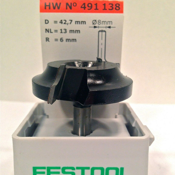 Festool Abplattfräser HW Schaft 8 mm HW D42,7/13/R6, Art-Nr: 491138