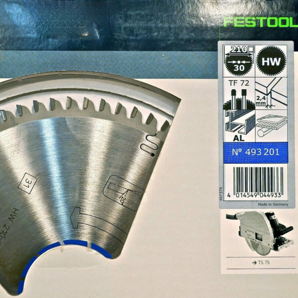 Festool Spezial-Sägeblatt 210x2,4x30 TF72 für TS 75 Art.-Nr: 493201