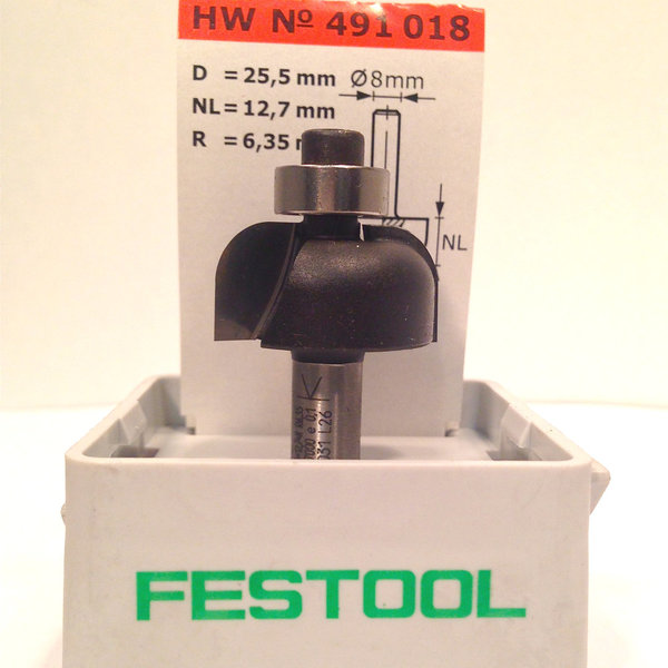 Festool Hohlkehlfräser HW Schaft 8 mm HW S8 D25,5/R6,35 KL, Art-Nr. 491018