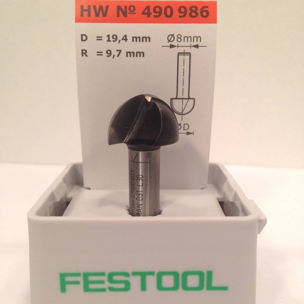 Festool Hohlkehlfräser HW Schaft 8 mm HW S8 R9,7, Art-Nr. 490986